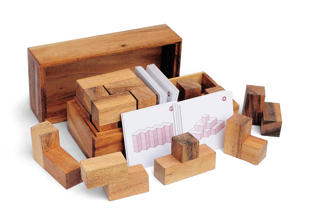 Logica Puzzles Art. Da Vinci's Bricks Double - 3D Brain Teaser in Fine Wood - Game for 2 Players - Mixed difficulties - Soma Cube - Leonardo da Vinci Collection