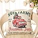 Fahrendom Rustic Farmhouse Style Noel Farms Merry Christmas Trees Red Vintage Truck Winter Holiday Sign Cotton Linen Home Decorative Throw Pillow Case Cushion Cover with Words for Sofa Couch 18x18 in