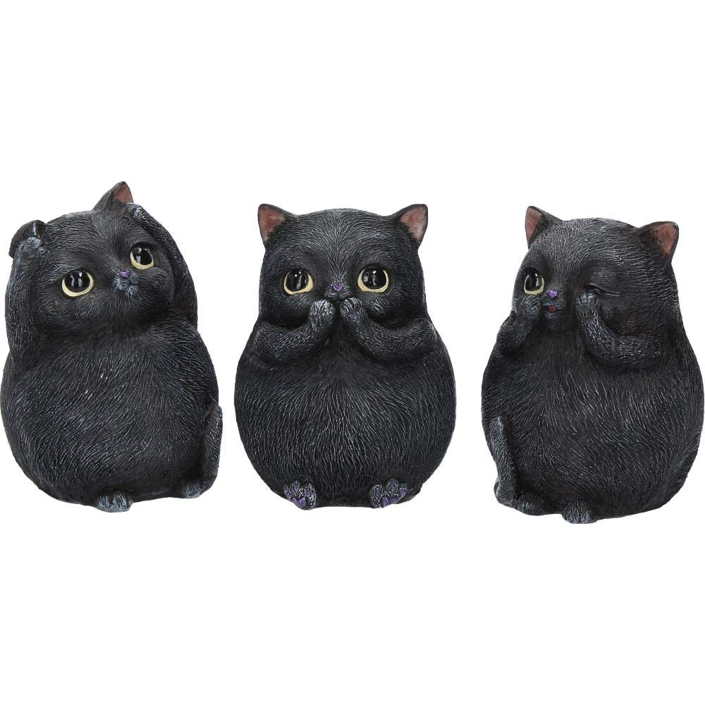 Nemesis Now Three Wise Fat Cats 8.5cm Figurine, Resin, Black — image 1