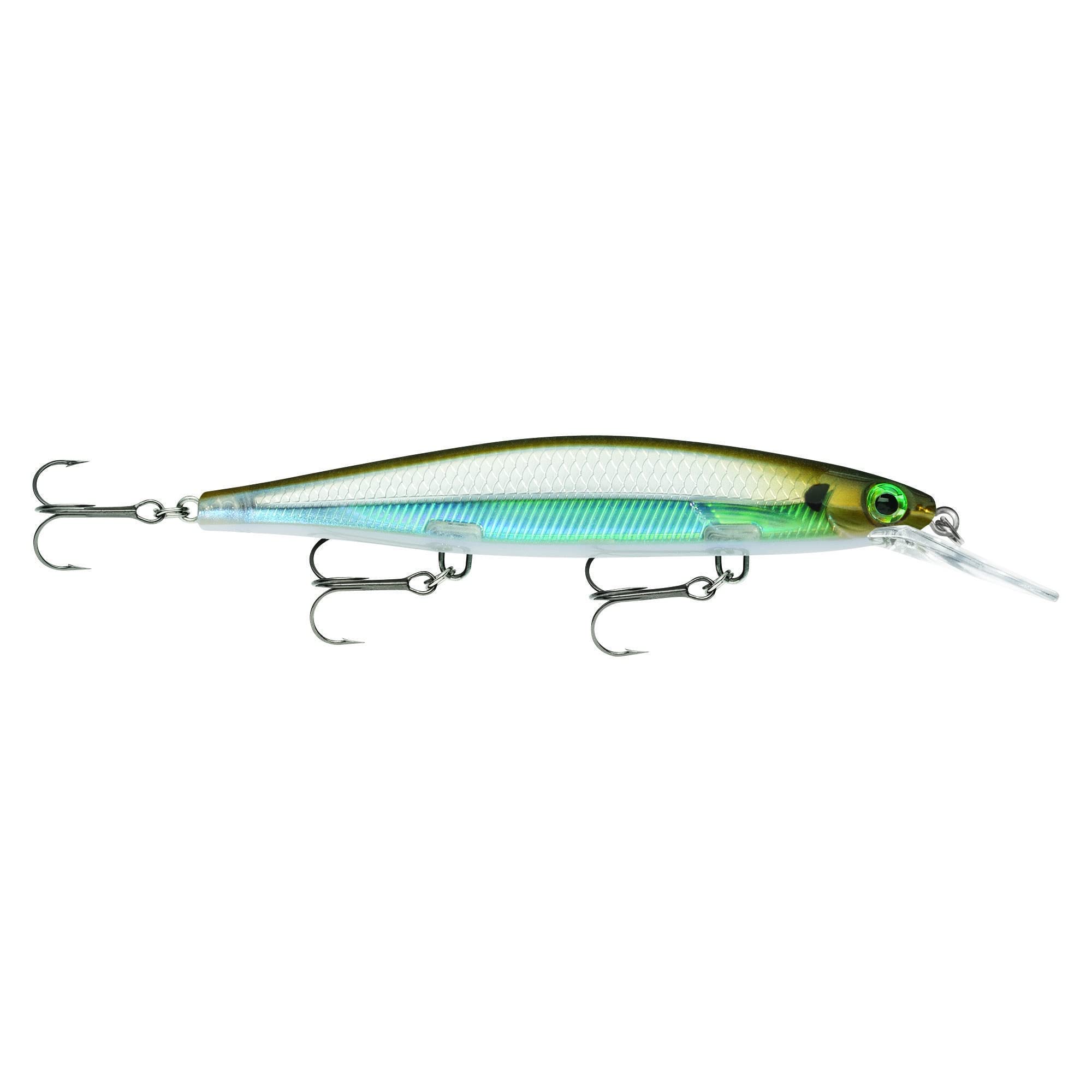 Rapala Shadow Rap Deep Lure with Three No. 6 Hooks, 1.2-2.4 m Swimming Depth, 11 cm Size, Moss Back Shiner