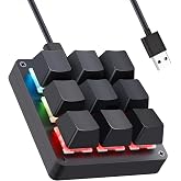 Koolertron 9-Key One-Handed Macro Mechanical Keyboard, Pink LED | Portable mini gaming keypad with fully programmable macro keys for gaming,and productivity,Compact design with Pink backlight