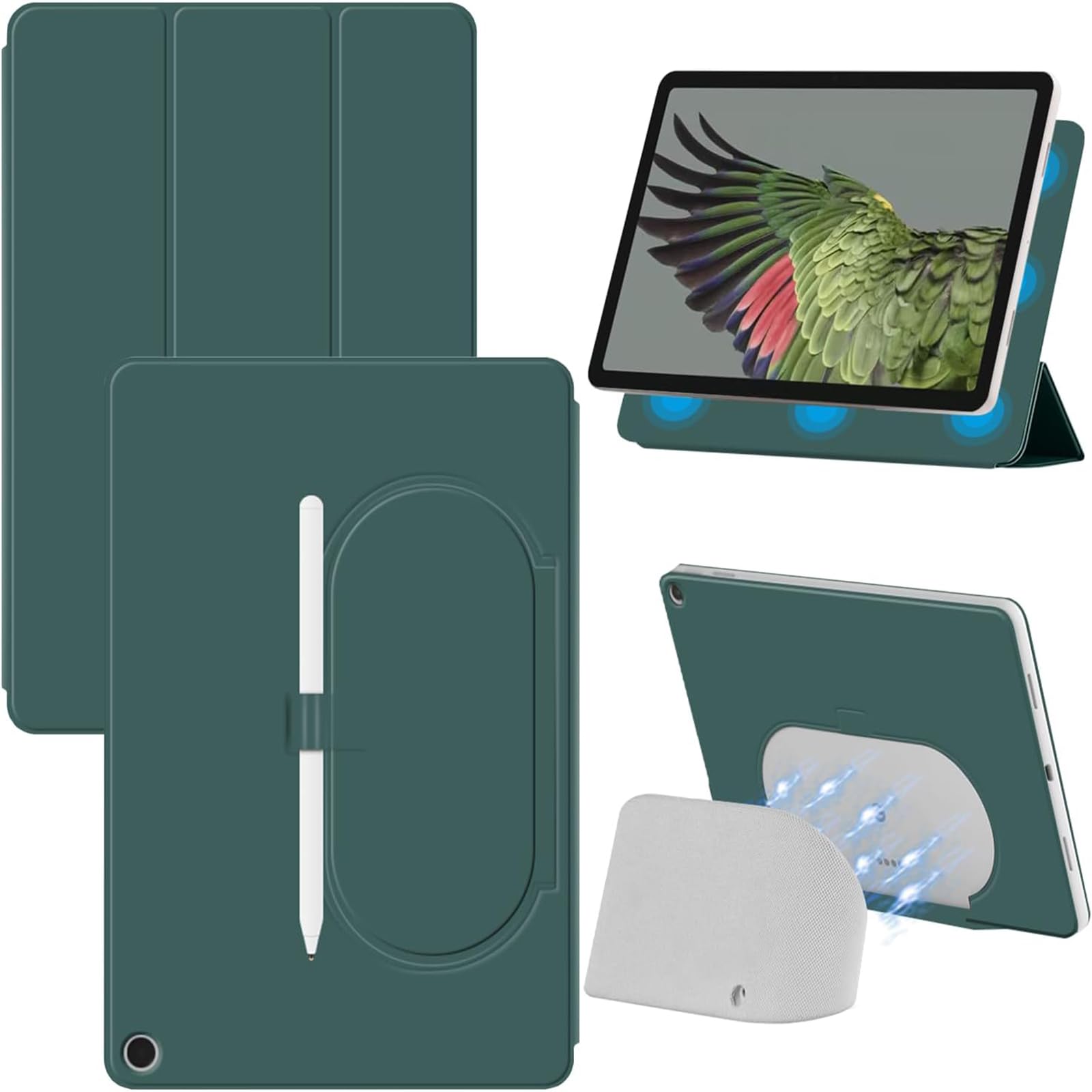 Miimall Compatible with Google Pixel Tablet Case, Ultra Slim Lightweight PU Leather Protective Shell Anti-Scratch Full Coverage Magnetic Bumper Flip Cover for Google Pixel Tablet (10.95" 2023)-Green