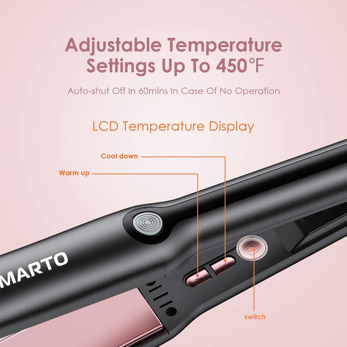Hair Straightener Flat Iron, 2 in 1 Straightener and Curler, JOMARTO Hair Straightening Iron with Ceramic Plate, LCD Display and Adjustable Temperature, Heats Up Fast, Suitable for All Hair Types: Health & Personal Care
