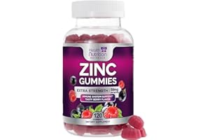 HEALTH NUTRITION NATURALS Zinc Gummies 50mg - Extra Strength Skin Health & Immune Support Gummy, Vegan, Non-GMO & Gluten Free - Best Zinc Supplement Antioxidant Heart & Bone Health Chewable Tasty Berry Flavor - 120 Gummies