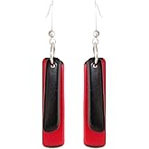 Duo Tagua Earrings in Red and Black Handmade, Fair Trade, Lightweight by Florama Natural Jewelry
