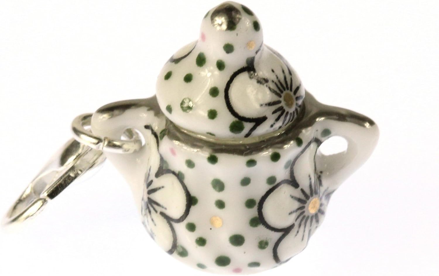 Miniblings Sugar Bowl Charm Pendant For Bracelet Wristlet Coffee Tea Dots, Silver, 20mm