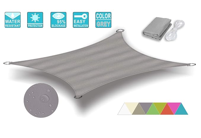 Ommda Sonnensegel Rechteckig Oxfordgewebe HDPE Wasserdicht UV Schutz 95% Sonnencreme Sonnenschutz Garten Balkon und Terrasse 