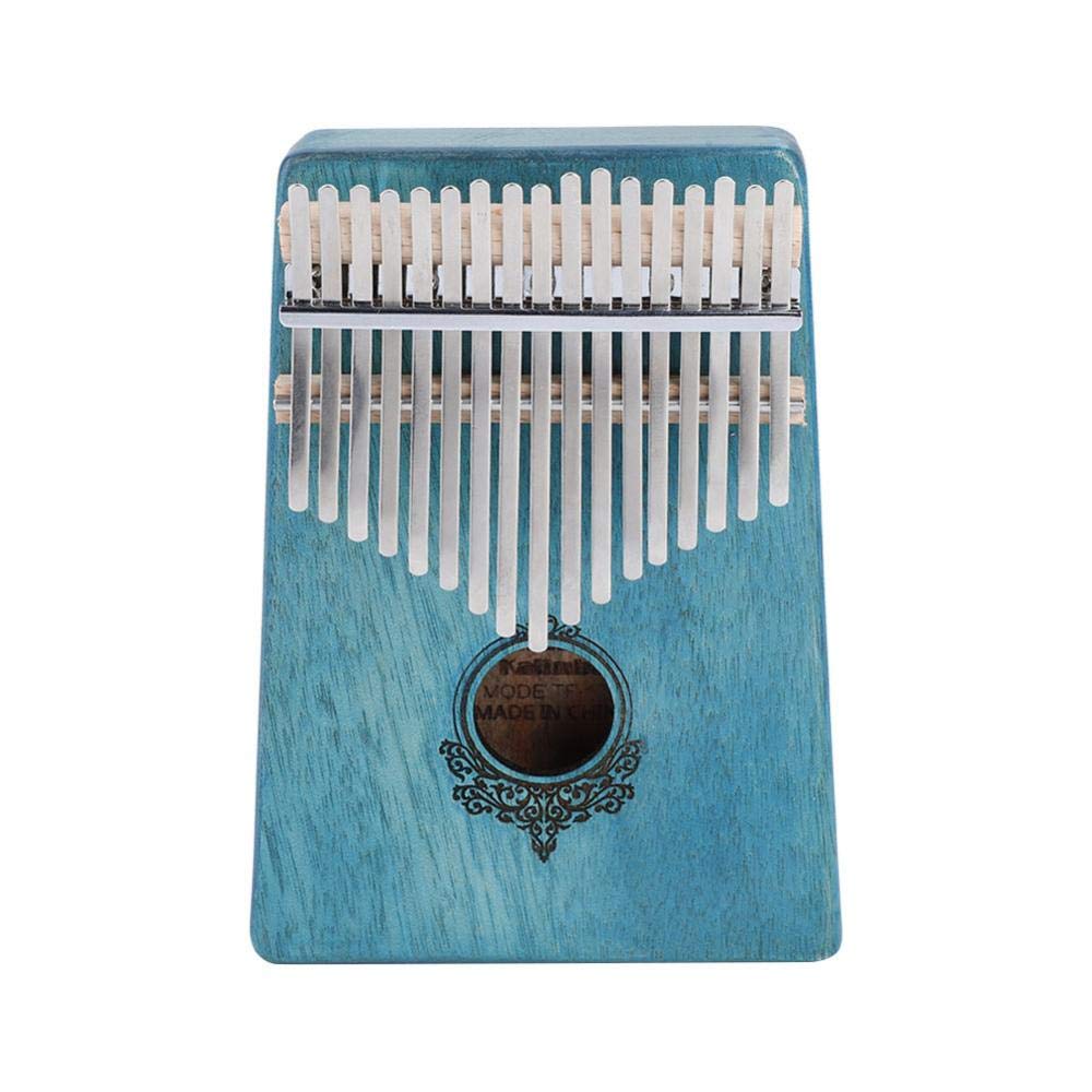 Dilwe Kalimba Thumb Piano, Mahogany 17 Key Finger Piano with Tuning Hammer, Scale Sticker, Finger Stall, Cleaning Cloth, Carrying Bag(Mint Green