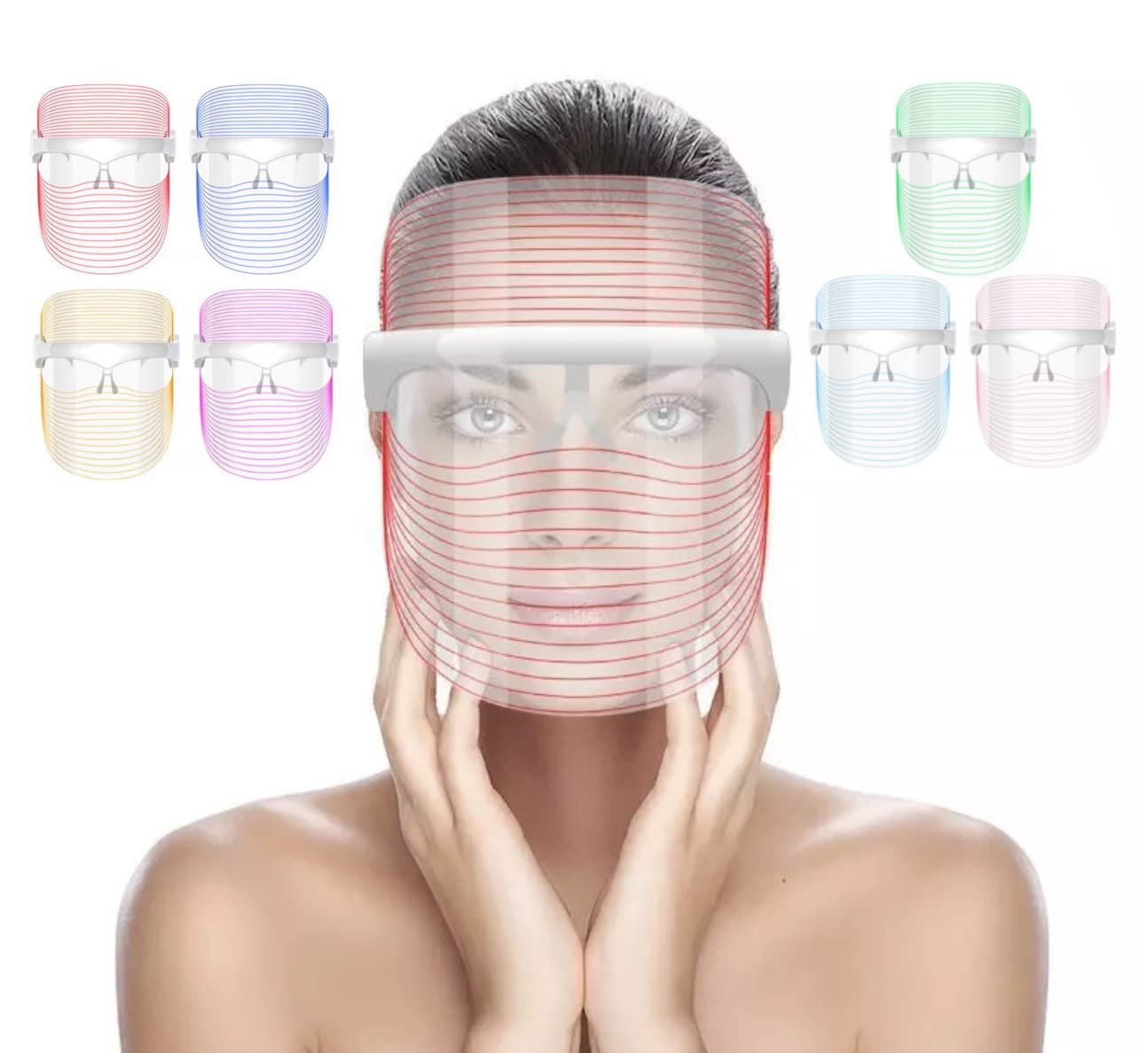 7 Colours LED Beauty Mask Facial Light Therapy Acne Treatment Blackhead Remover Face Skincare at Home For Women Light & Comfortable