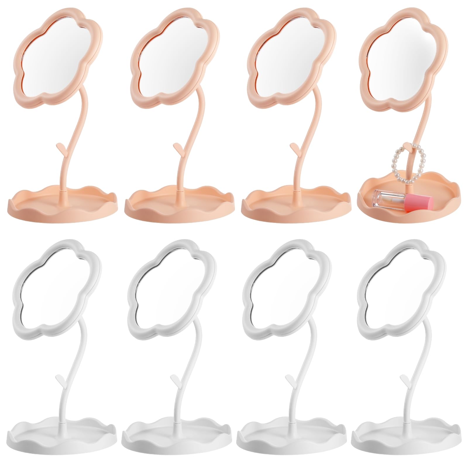 Photo 1 of Homaisson 8 PCS Flower Shaped Spa Party Mirrors, Sunflower Makeup Mirror with Jewelry Hanger & Cosmetic Tray, Curved Stand Mirror Sleepover Party Favors
