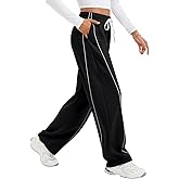 IVIR Barrel Sweatpants Women Side Strpied Baggy Sweat Pants High Waist Pajama Sweats Y2K Joggers with Pockets