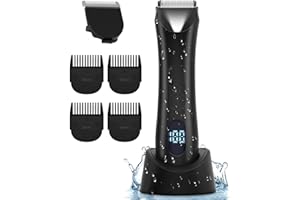 SIHOHAN Electric Body Trimmer for Men and Women, Waterproof Groin Hair Groomer, USB Rechargeable Dock Grooming Kit, Replaceable Ceramic Blade, Male Hygiene Razor for Ball/Pubic