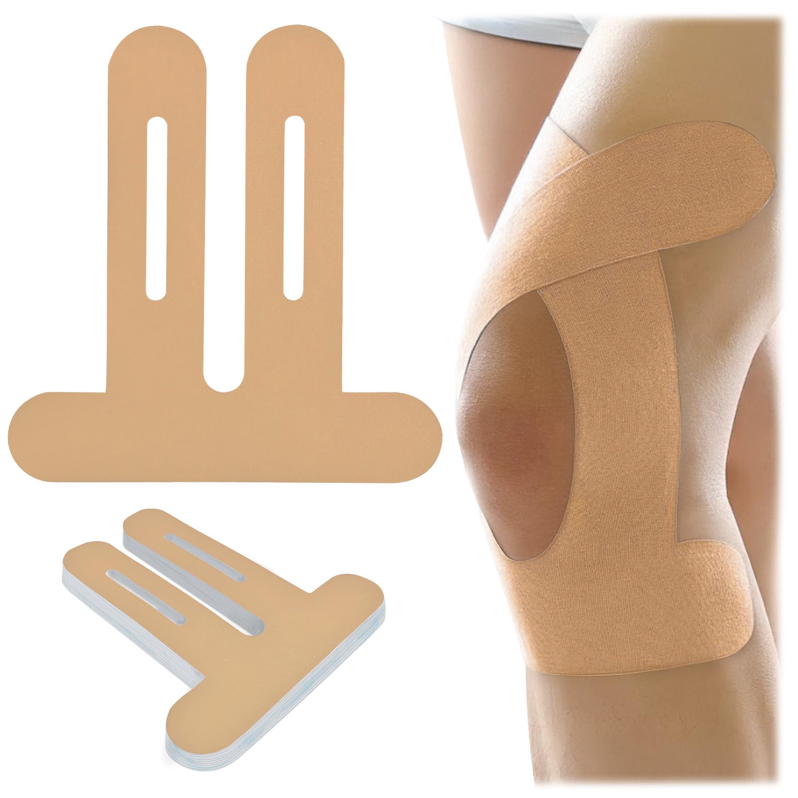 Photo 1 of 10 Pcs Kinesiology Tape for Knees, Knee Tape Beige, precut Kinesiology Tape for Knees Hypoallergenic & Breathable & Waterproof & Comfortable, Knee Tape for Knee Pain Relief pre Cut, Adhesion 4-7 Days