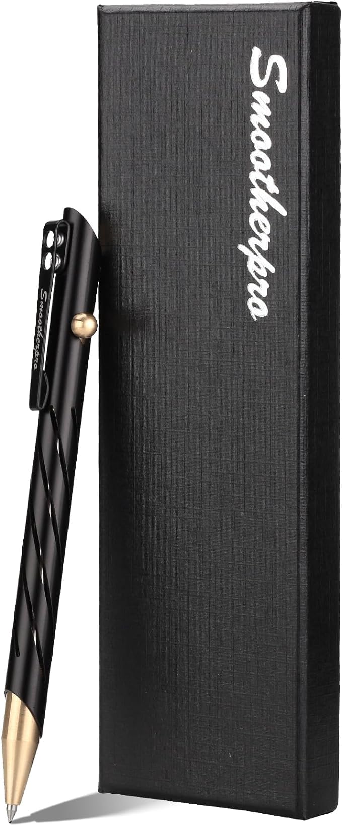 SMOOTHERPRO Bolt Action Pen | Ballpoint Pen with Stainless Steel Pen Clip | Compatible with Parker Gel Refills for Pocket Signature Office School Business | Black (TP331BK)