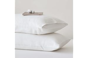 JELLYMONI Pillowcases Standard Set of 2 Cotton Envelope Pillow Covers Cream White 20×26in Bed Pillow Cases 100% Washed Cotton