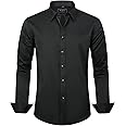 J.VER Men's Dress Shirts Solid Long Sleeve Stretch Wrinkle-Free Formal Shirt Business Casual Button Down Shirts