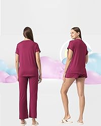 Rnxrbb 3 Piece Postpartum Nursing Pajamas Set