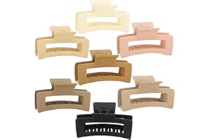 SEVEN LUCKY LIGHT Claw Clips, 𝐖𝐨𝐧'𝐭 𝐁𝐫𝐞𝐚𝐤 Medium Claw Clips, 7 Pcs Rectangular Claw Clips Medium Set, Higher Strength Hair Clips for Women, Matte Non Slip