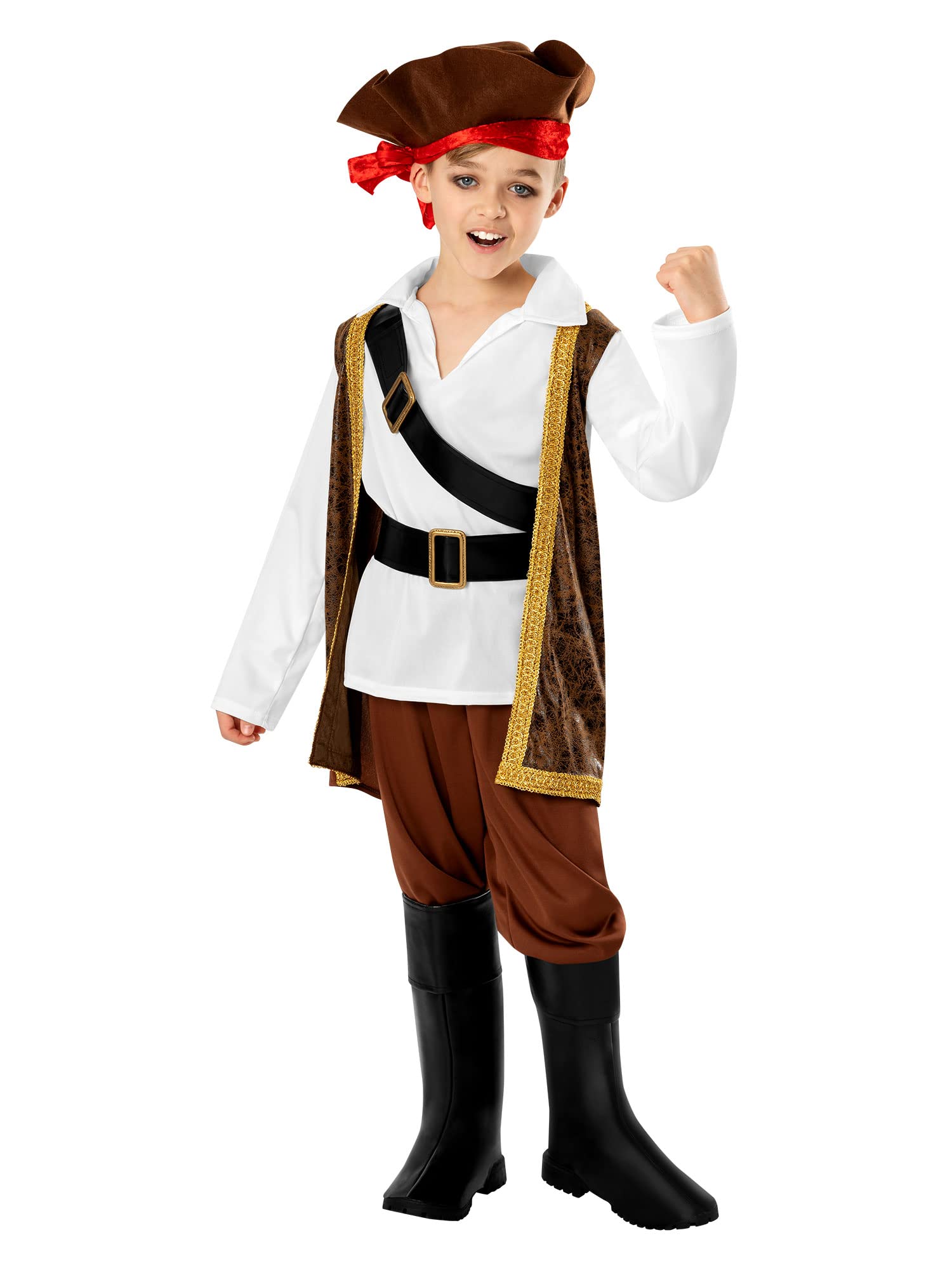 Bristol Novelty 3013475-6 Pirate Costume Kids Fancy Dress, Boys, Girls, Multi, 5-6 Years Halloween
