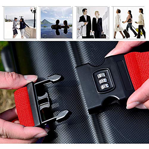 Luggage Tags Travel ID Tags with Address Card Luggage Straps Suitcase Belts for Travel -Red
