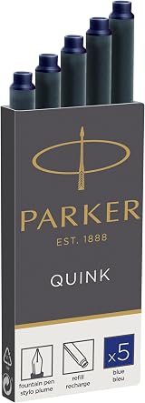 Parker Fountain Pen Ink Refill Cartridges Long Blue QUINK 5 Count view 6