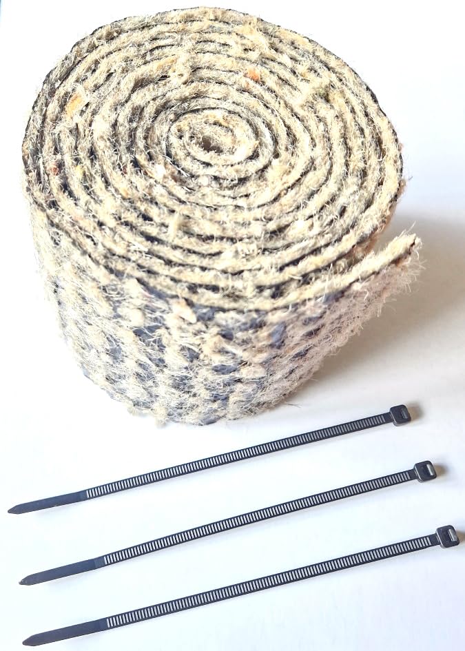 Natural Wool Felt Pipe Insulation Roll – 6ft Lagging Wrap for Frost Protection & Heat Retention – 5mm Thick Wool Felt Jacket with 3 Cable Ties – For Hot & Cold Water Pipes, Heating Pipes, Outdoor Taps