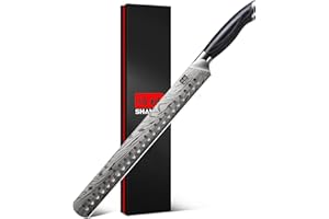 SHAN ZU Brisket Knife in Powder Steel, 12 Inch Carving Knife for Meat Cutting, Turkey and BBQ, Slicing Knives with Ergonomic 