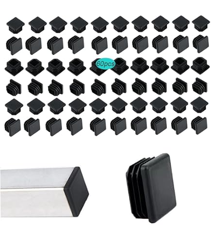 16-Pack 1.25 Inch Square Plastic Plugs – End Caps For Tubing, Fence, Chair Legs, And Furniture