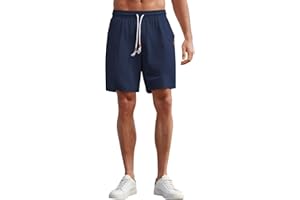 ZITY Men's Casual Drawstring Shorts Cotton Flat Front Elastic Waist Shorts, Summer Lightweight Beach Shorts with Pockets
