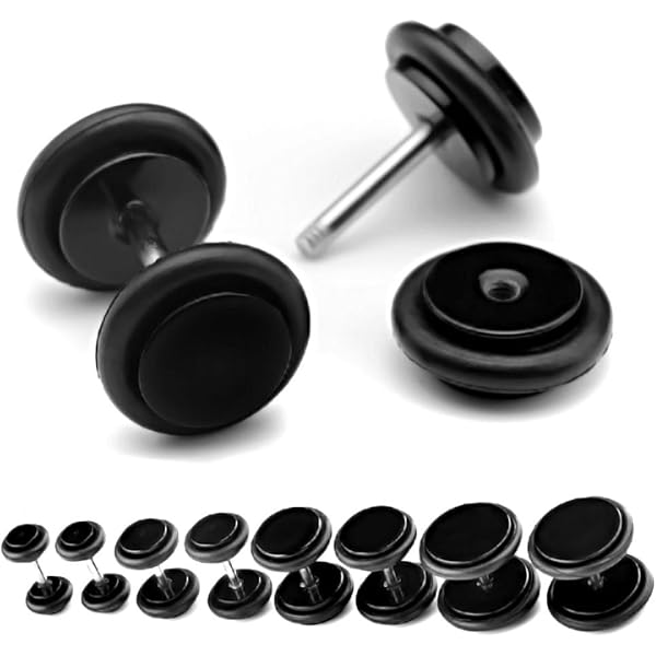 16g Fake Earplug Round Stretcher Plug Tunnel Surgical Steel Ear Piercing Earring