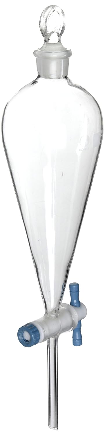 American Educational 7-850250 Bomex Glass Conical Separatory Funnel, With Ptfe Stopcock, 250Ml Capacity (795721144057)