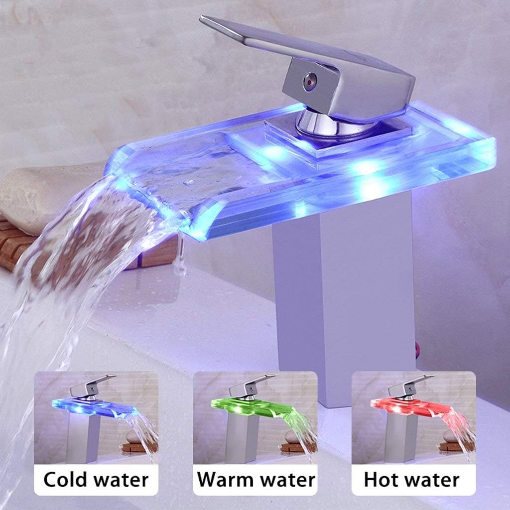Cgh Tap Bathroom Sink Faucet With 3 Color Changing Led Light