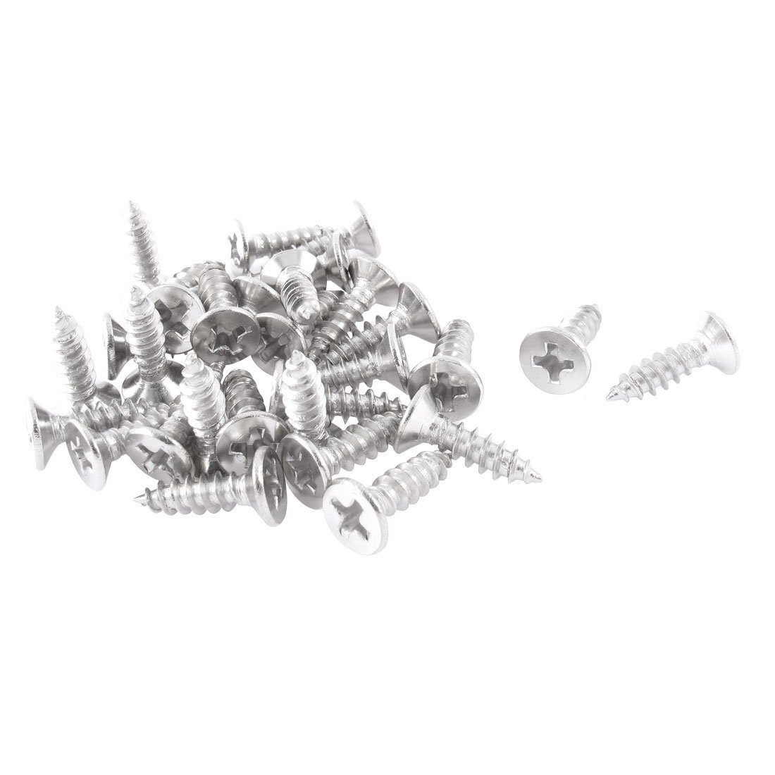 Sourcingmap 4mmx14mm Self Tapping Phillips Flat Head Sheet Metal Screws 30Pcs