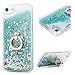 Badalink Phone Case for iPhone 7/8 / SE 2020 / SE 2022 (4.7inch) Cover, Flowing Liquid Floating Bling Glitter Kickstand Cover Shell PC Back 360 Rotating Ring Holder Shockproof Protection - Green