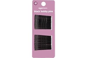 Amazon Basics No Slip Bobby Pins, 48 count, Black High, Gloss Bobby Pins for Pain Free, Comfortable, All-Day Styling and UpDos. For All Hair Types