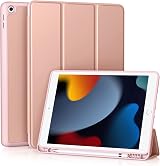 Vobafe iPad 9th 8th 7th Gen Case 10.2 Inch TPU Back Pencil Holder RoseGold