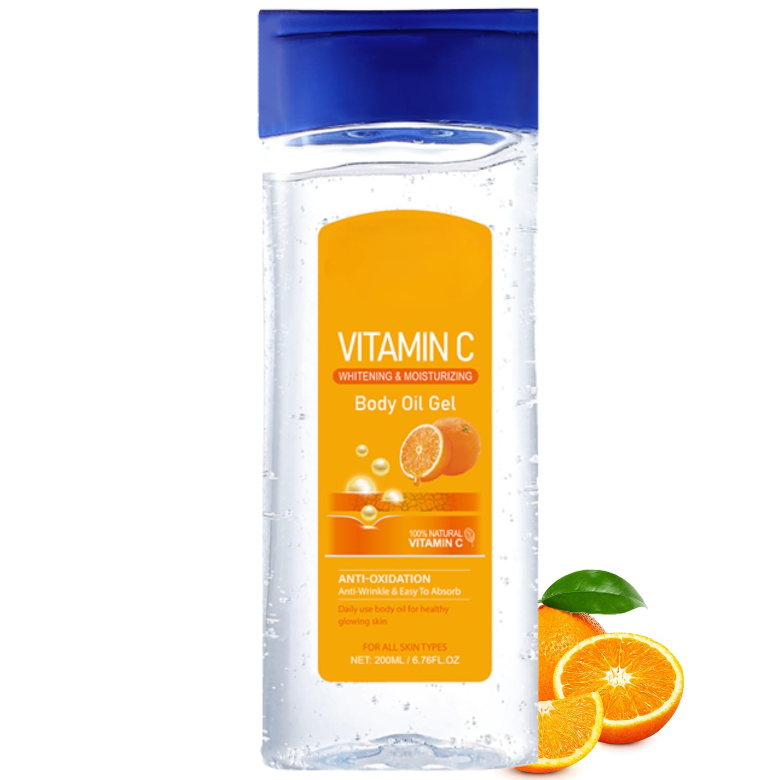 Essential Oils for Skin - Body Oil for Women - 100% Natural Vitamin C Facial Oil Gel,Face&Body Skin Care - Massage Body Oil for Dry Skin Easy Absorb&Anti Winkle (200ML, Orange) — image 1