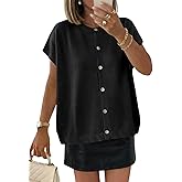 Saodimallsu Womens Oversized Cardigans Summer Short Sleeve Lightweight Knit Button Down Crew Neck Casual Sweater Tops