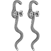 HZMAN Retro Snake Earrings for Women Stainless Steel Gothic Punk Snake Stud Earring Biker Party Jewelry Gift