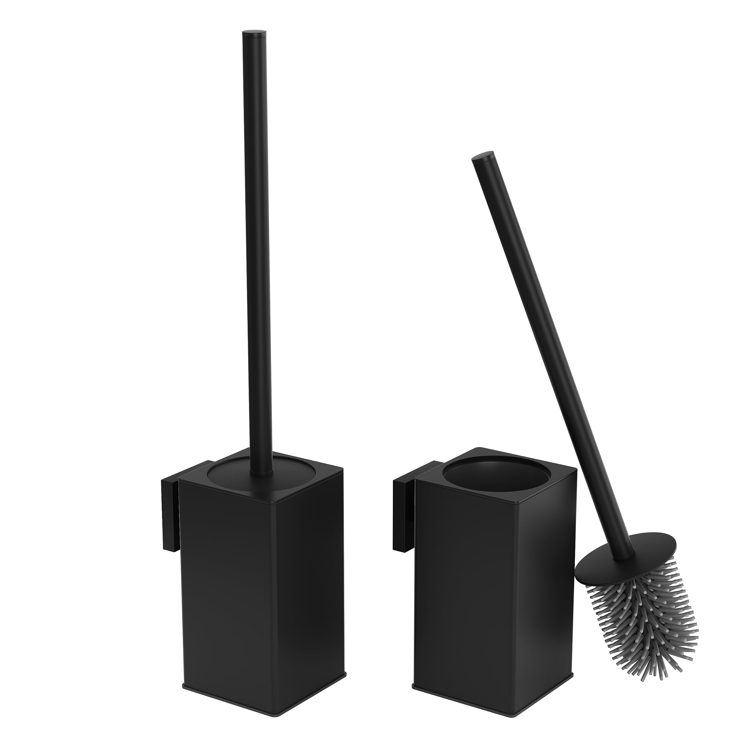 bgl Toilet Brush Holder for Wall Mounting, 2 Pieces Packed, Matt Black Toilet Brush, Metal