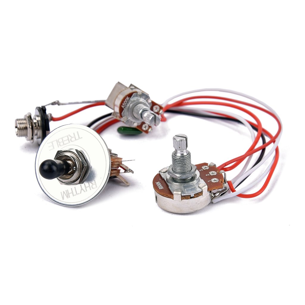 Alnicov Electric Guitar Wiring Harness Prewired Kit 3 Way Toggle Switch 1 Volume 1 Tone 500K Potentiometer Jack for Electric Guitar