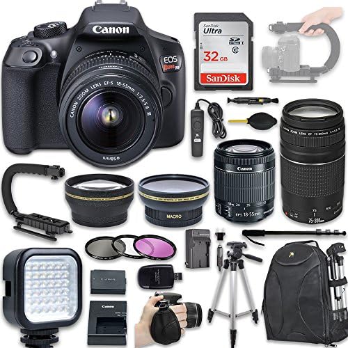 Canon EOS Rebel T6 DSLR Camera with Canon EF-S 18-55mm f/3.5-5.6 is II Lens + Canon EF 75-300mm f/4-5.6 III Lens, Wide Angle Lens + 2X Telephoto Lens + New Video Bundle