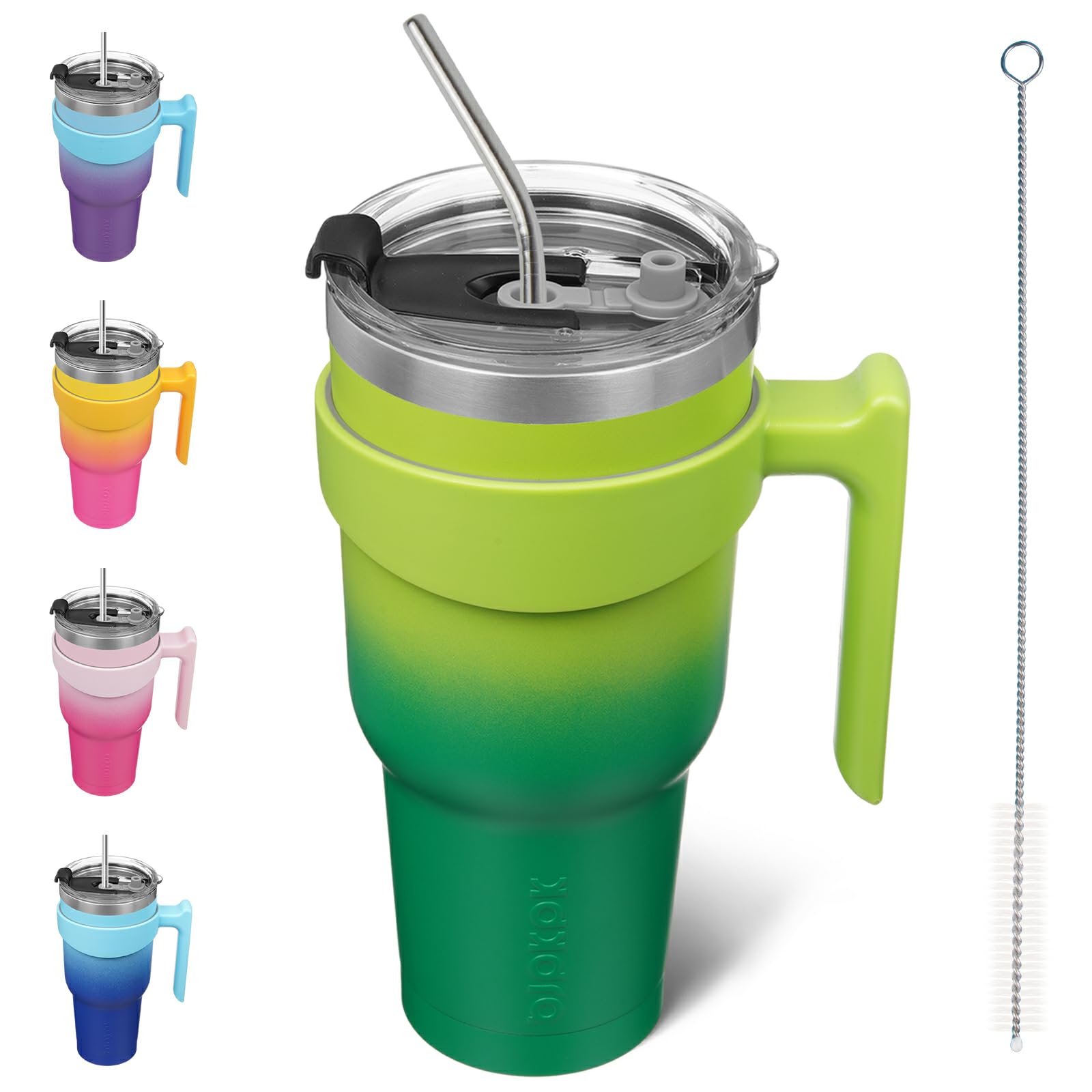 Photo 1 of BJPKPK 40 oz Tumbler With Handle Insulated Tumbler With Lid And Straw Stainless Steel Travel Mug Coffee Cups,Bamboo Grove