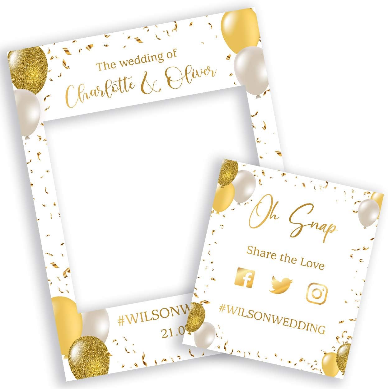 Personalised Wedding Selfie Frame Photobooth Prop Decoration for Creating Fabulous Memories of Your Special Day - Balloons