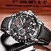 Mens Black Leather Wrist Watches Analog Quartz Chronograph Casual Auto Date Fashion Black Design