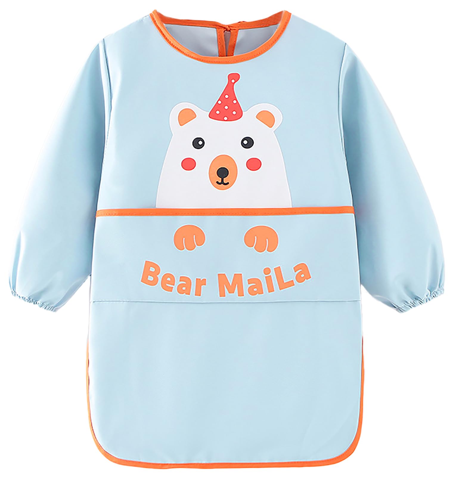 LIMHOO Waterproof Kids Art Smock for Age 2-6 Toddlers Children Graffiti Painting Aprons (Blue Bear-XL) — image 1