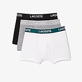 Lacoste mens Cotton Stretch Tricolor Waistband Trunks, 3-pack