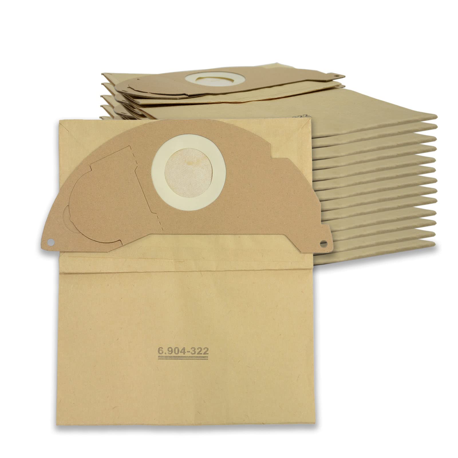 PUREBURG Replacement Vacuum Bags Compatible with Kärcher WD2, MV2, WD 2.200–WD 2.550 Series Wet Dry Vacuums, Replaces Part 6.904-332.0, 15 Pack