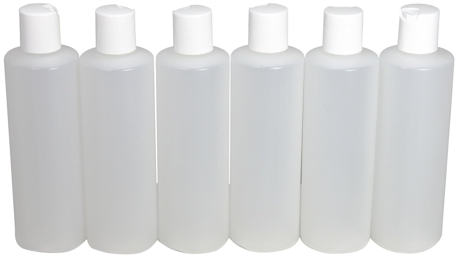 8 oz Plastic Squeeze Bottles with Disc Top Flip Cap Set of 6 Empty by