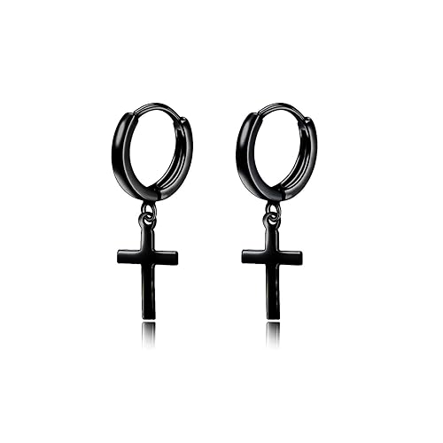 Buy Sterling Silver Black Cross Hoop Earrings For Men Boy Women Teens Girls Child Black Cross Earrings At Amazon In